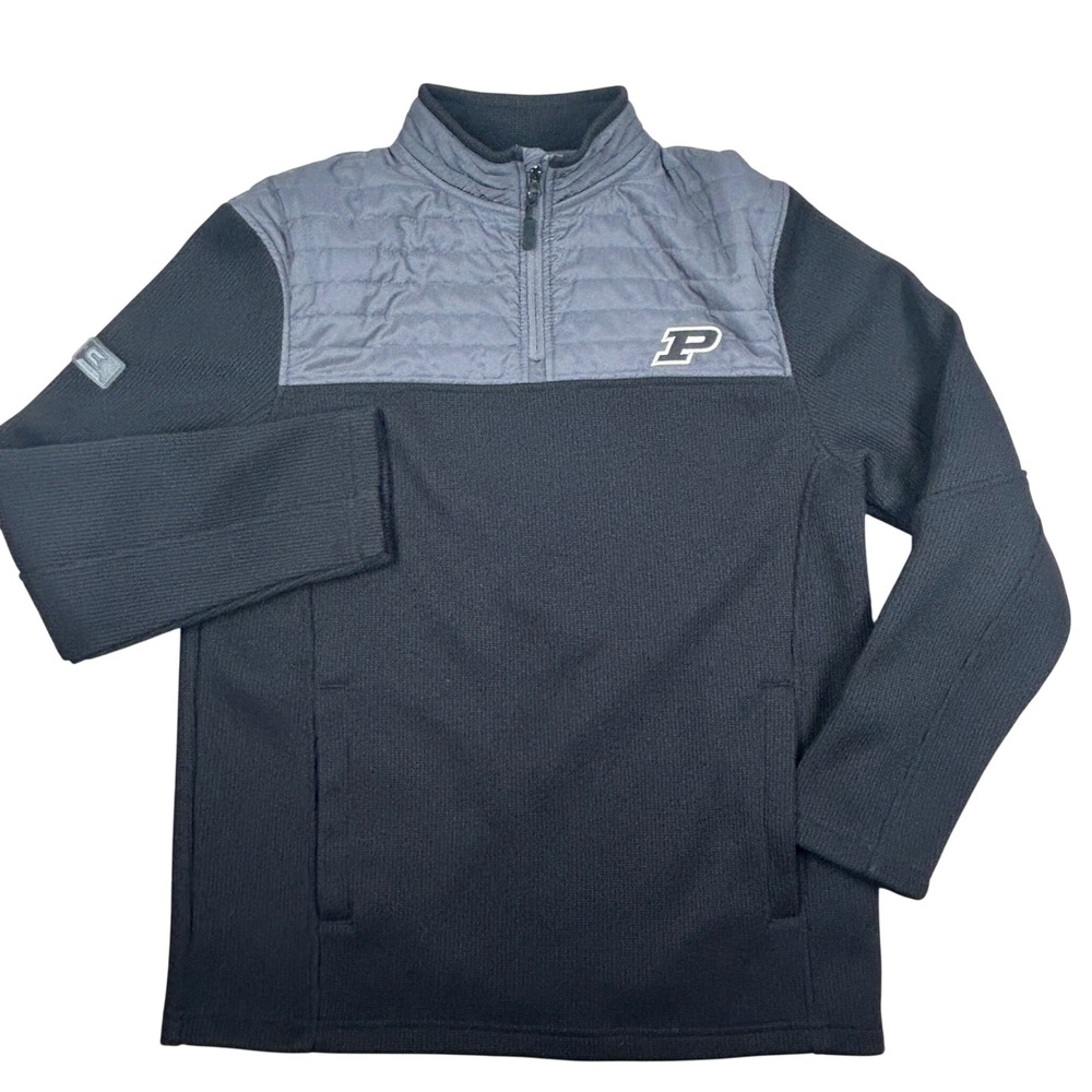 Colosseum Purdue Quarter Zip Pullover Mens Med Black Grey Thick Collegiate
